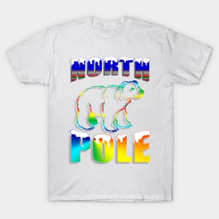 North Pole Arctic Harmony: Polar Bear Silhouette in Winter Gradient T-Shirt